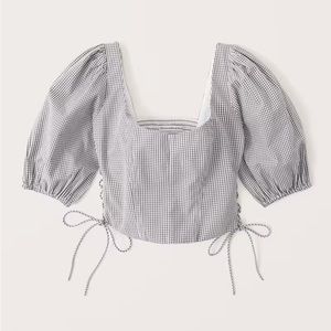 NWT Lace-Up Poplin Corset Scoopneck Top blouse